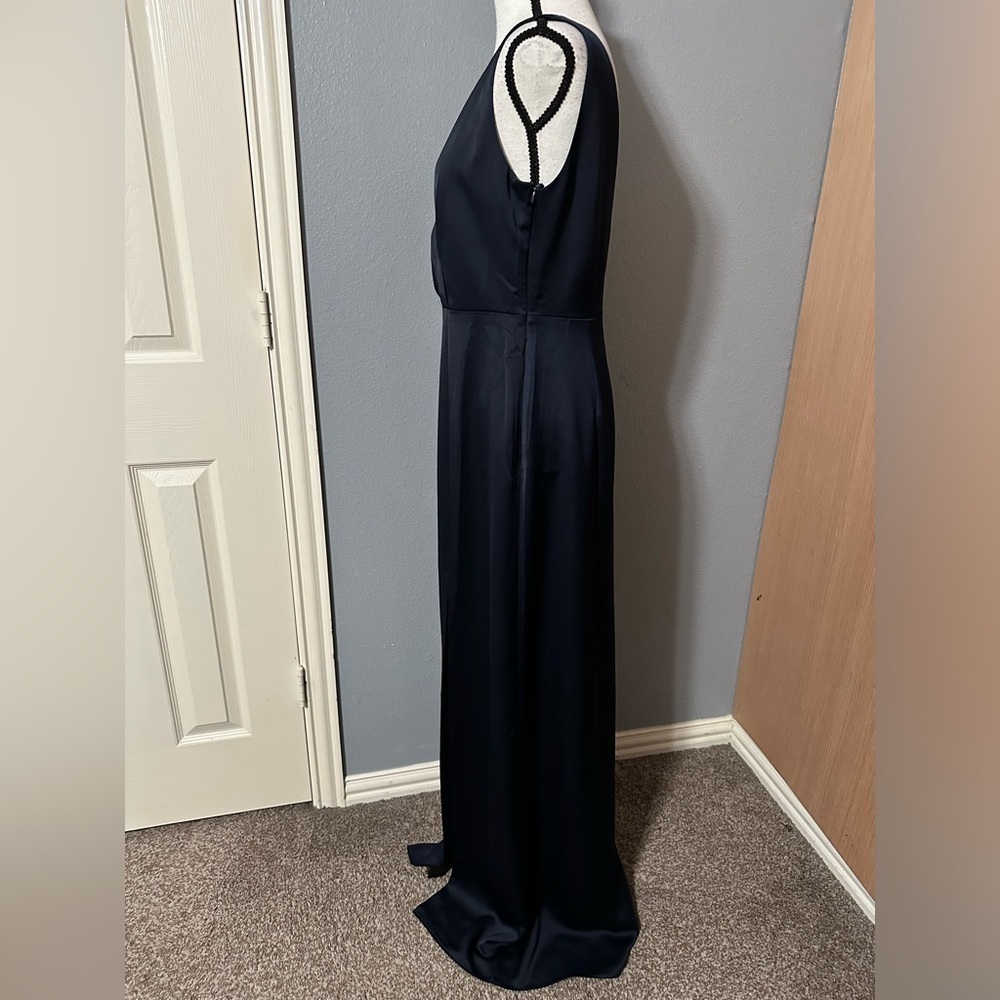 Anthropologie BHLDN Midnight Blue Piper V-Neck Side Slit Gown, Size 10 (v) - Picture 5 of 12